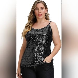 NWT Hanna Nikole Women's Plus Sequin Top Sparkle Sleeveless Cami Tank 20W